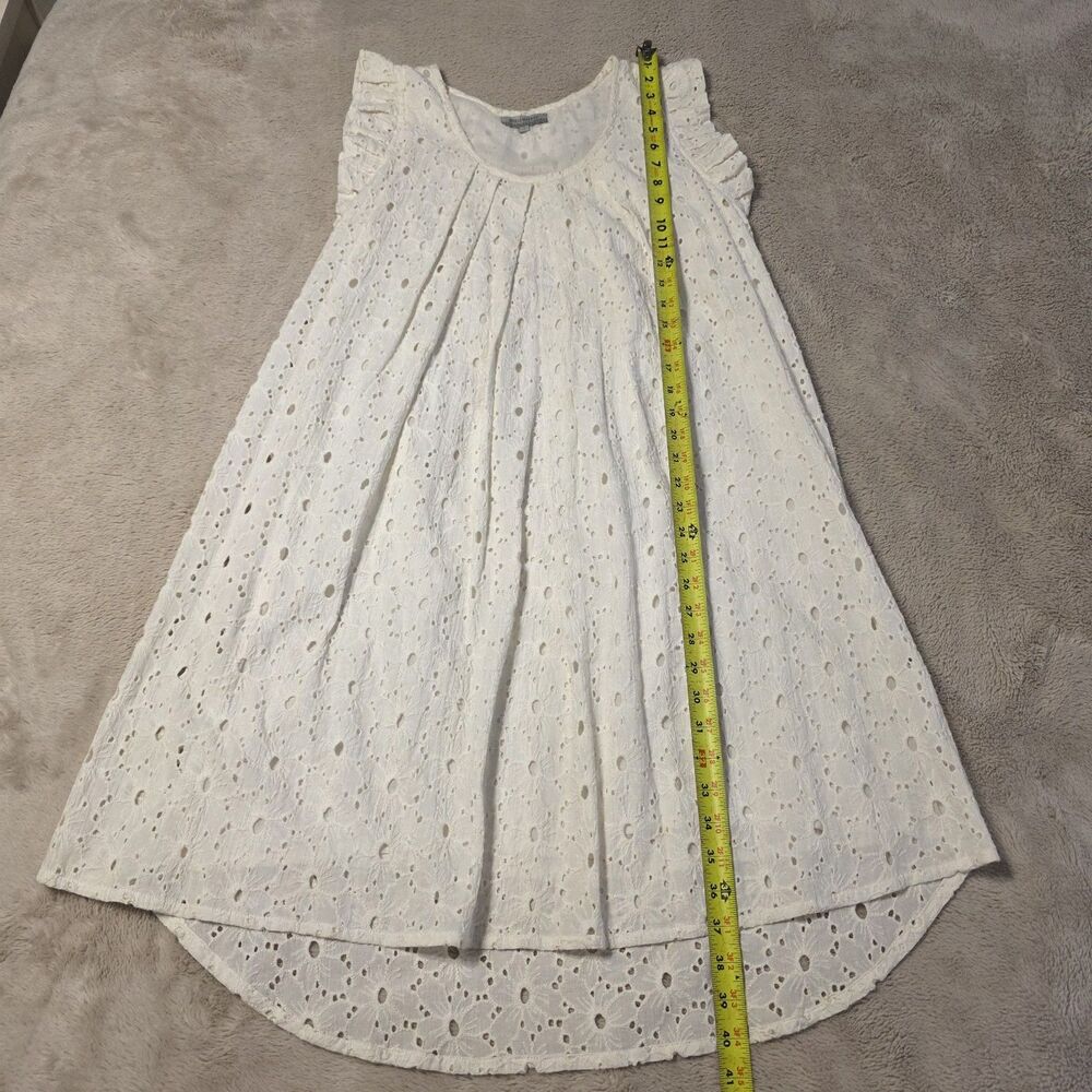 World Market White Eyelet Dress Large XL Flutter Sleeve Country Cowgirl Cotton - Picture 3 of 7